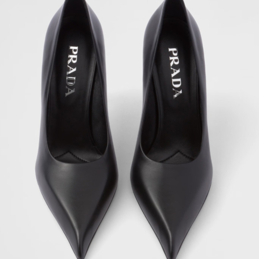 Prada Leather Pumps Contemporary Pointed To Elegant Shoes Heels Size 40.5